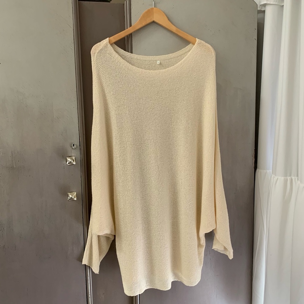 Oversized Slouchy Cream Knit Sweater